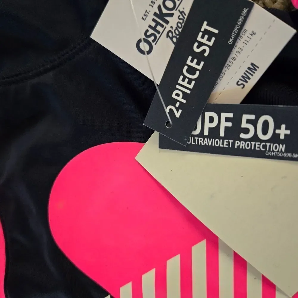 OshKosh B'gosh Black and Pink Rashguard Set